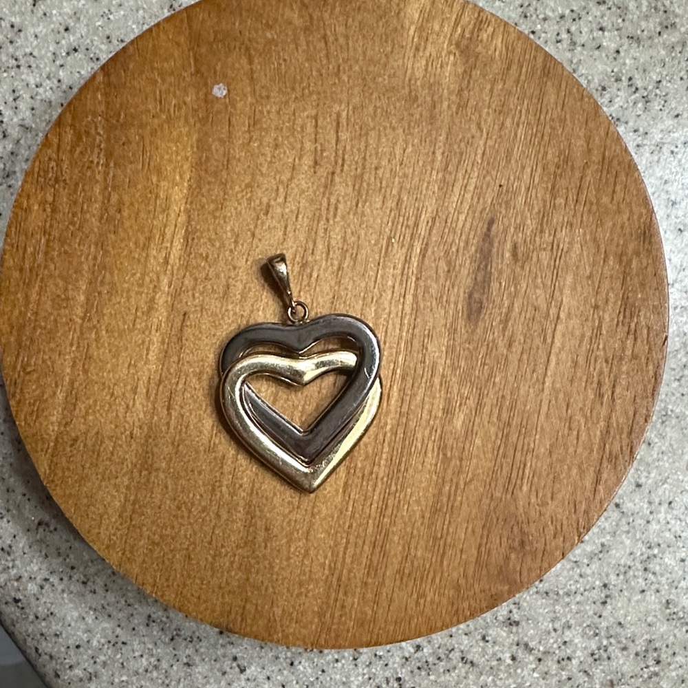 Yellow Gold and white gold interlocking Hearts Pendant